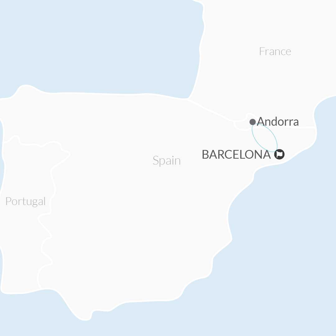 3 Day Barcelona to Andorra Ski Weekender Map