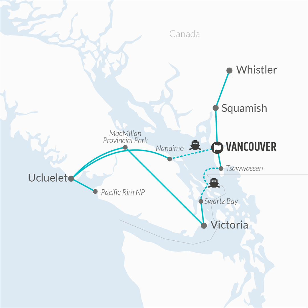 10 Day Self-Drive: Vancouver & Surroundings Map