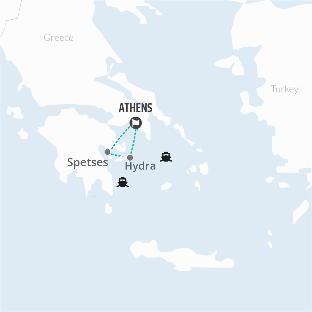 8 Day Athens, Hydra & Spetses Island Hopping map