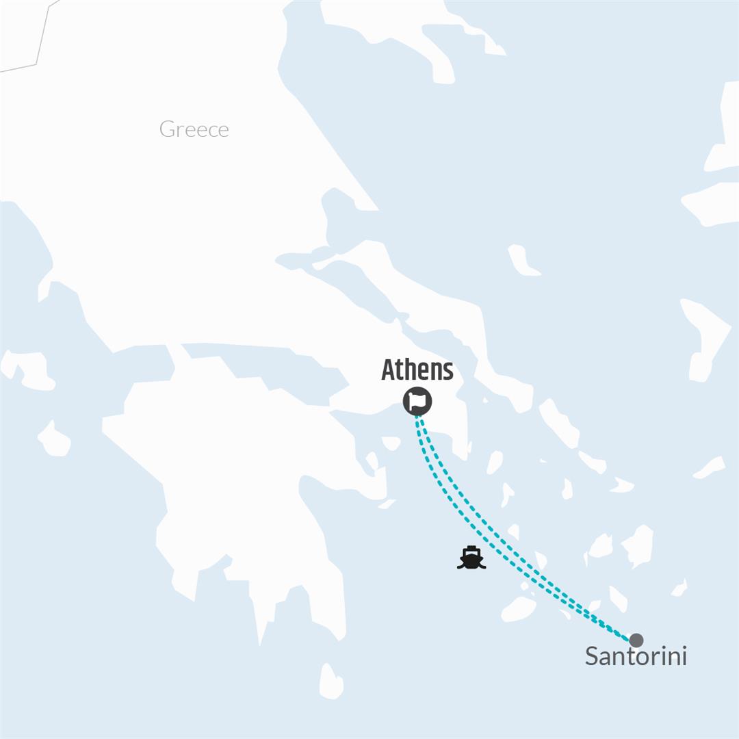 6 Day Athens & Santorini Island Hopping Map