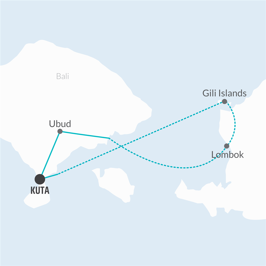 19 Day Bali & Gili Adventure Map