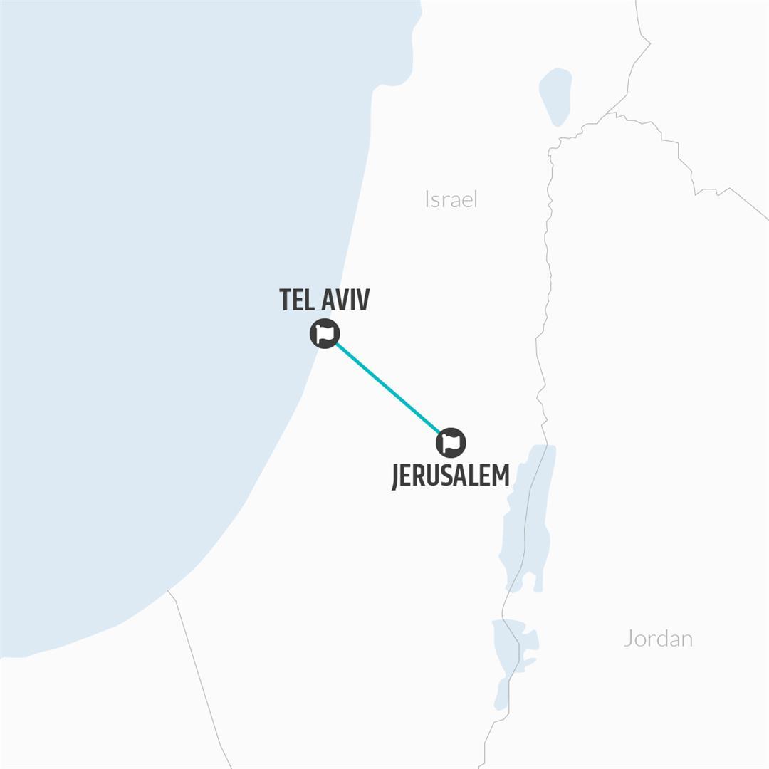 7 Day Jerusalem & Tel Aviv Adventure Map
