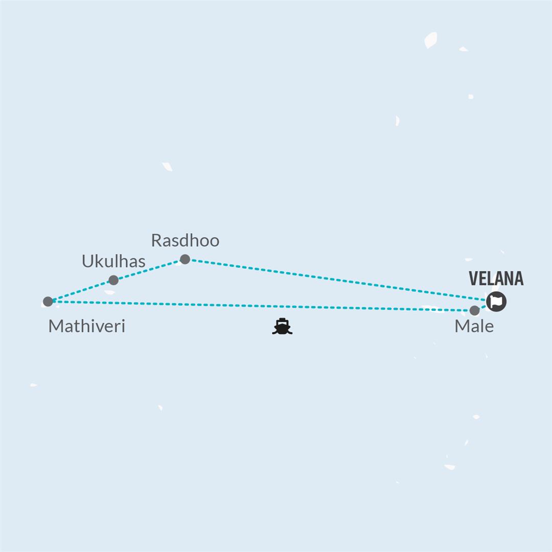 8 Day Maldives Private Relaxed Island Hopping Map