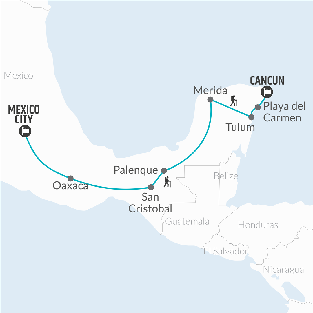 11 Day Mexico Highlights (from Mexico City) Express Travel Pass Map