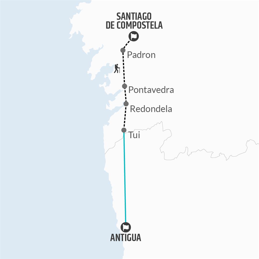 8 Day Camino de Santiago Walking Experience from Porto Map