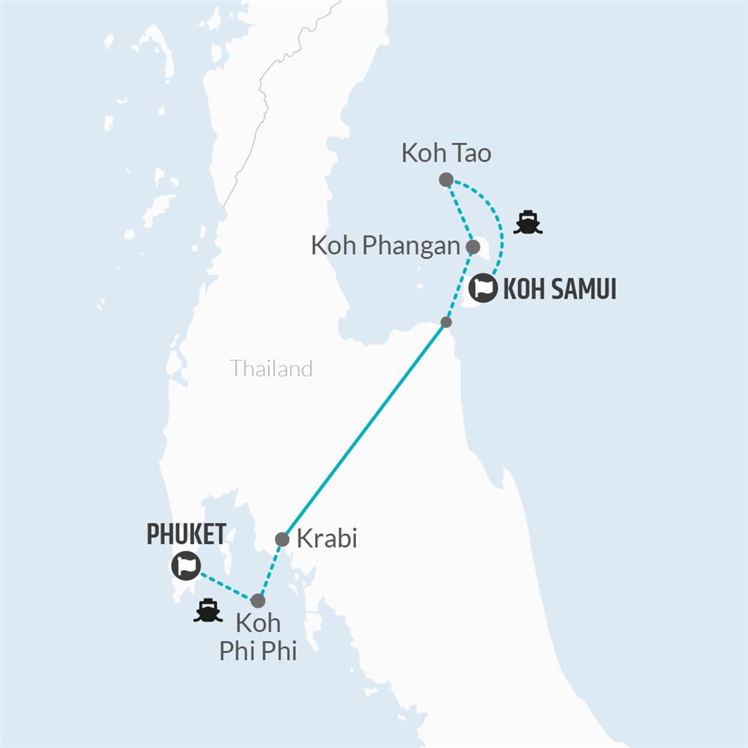 10 Day Phuket to Koh Samui Travel Pass map
