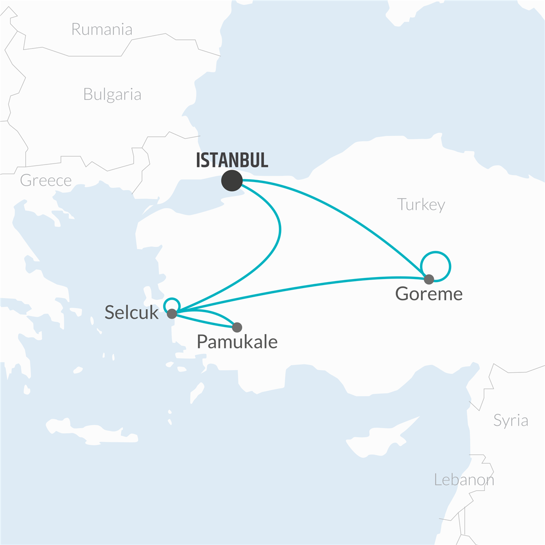 8 Day Turkey Highlights Map