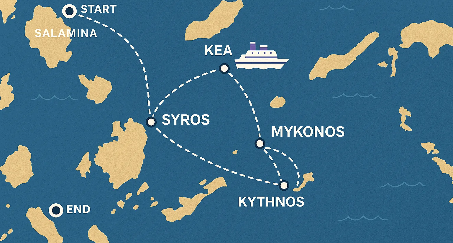 Young & Fun Mykonos Cruise Map
